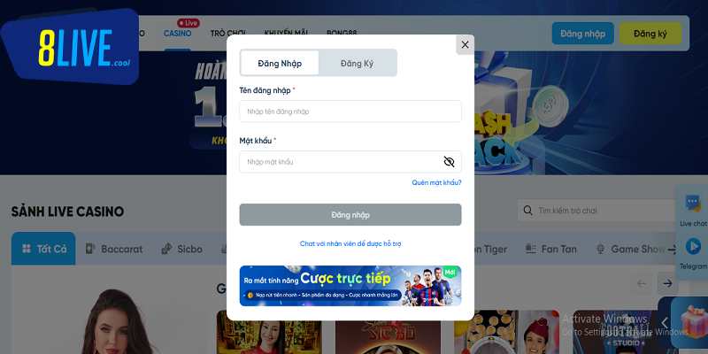 Các bước đặt cược tại sảnh live casino nhà cái vô cùng tối ưu, nhanh gọn
