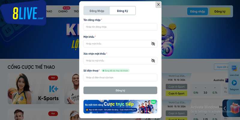 Tất cả các tài khoản tại 8live đều được bảo vệ bằng mật khẩu mạnh